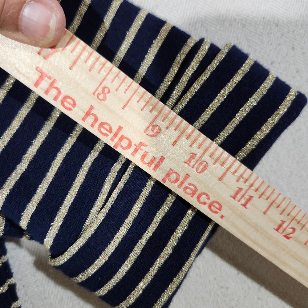 LAUREN Ralph Lauren Women's M Striped Metallic Gold & Navy Boatneck TShirt Top - Picture 10 of 11